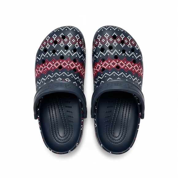 Crocs Baya Holiday Graphic Clog Mens Size 9 Navy Blue Fair Isle Comfy Gift‎ NWT main image 8